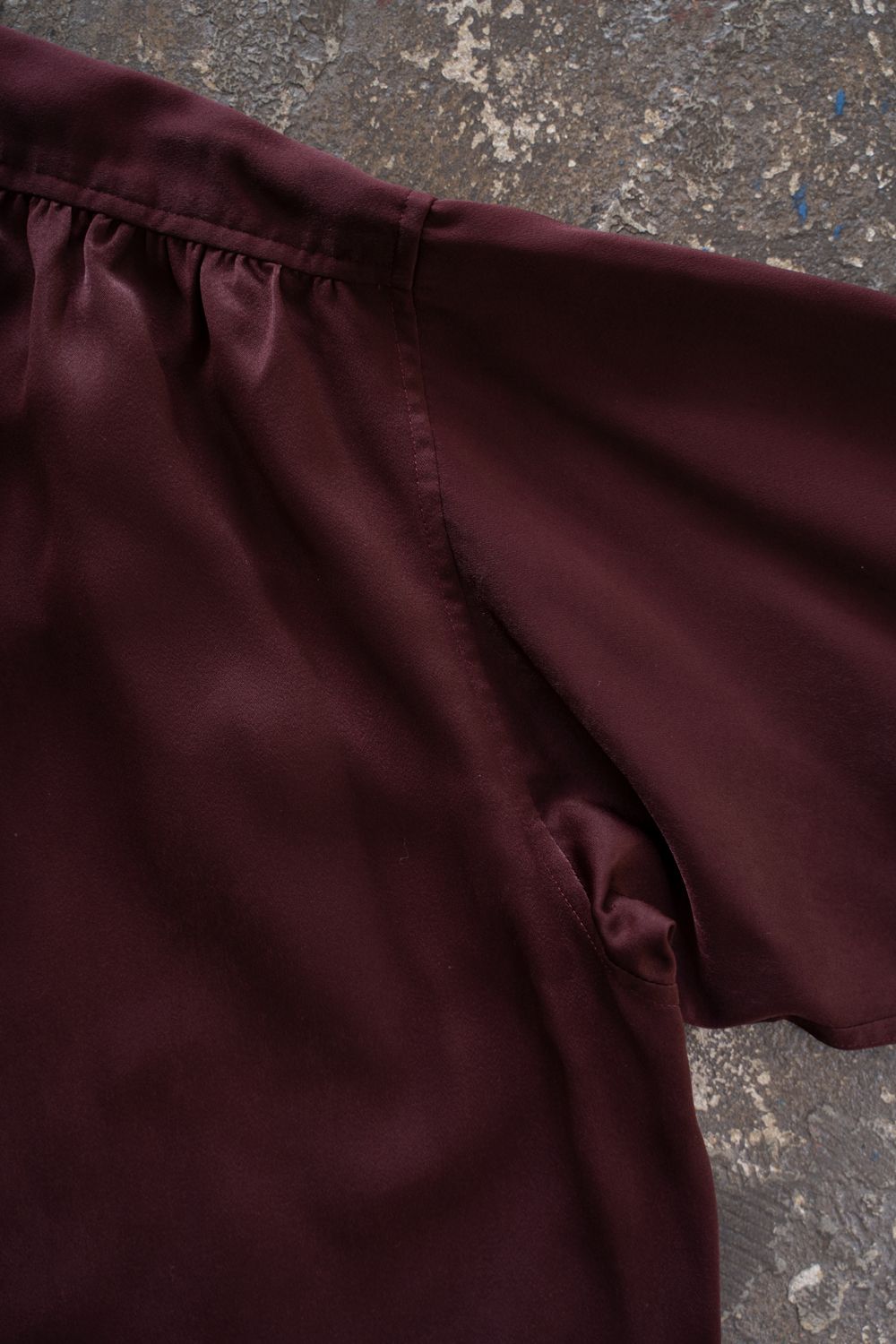 【26AW】Hush Gather L/S Shirt/ハッシュギャザーロングスリーブシャツ(BORDEAUX)