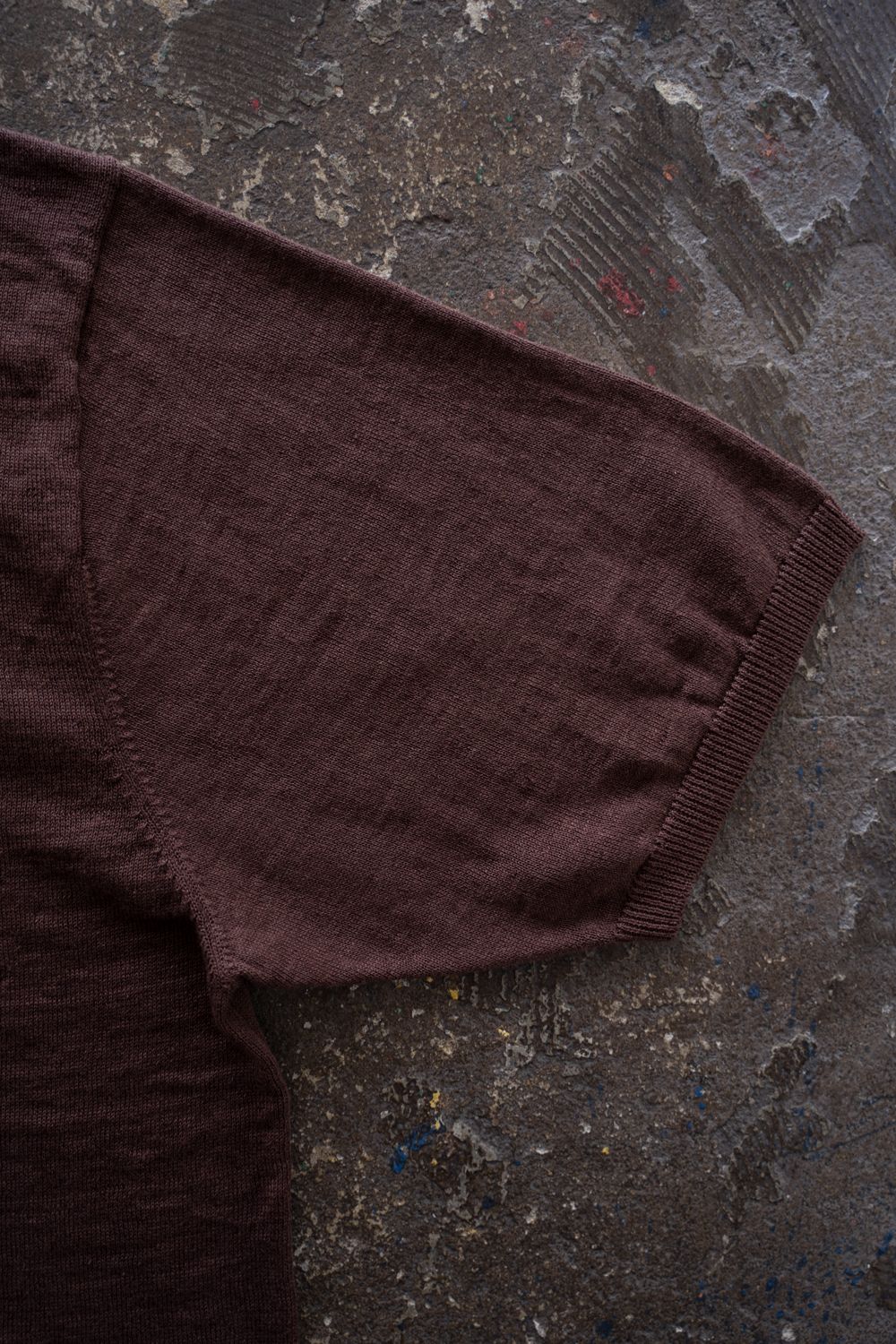 【26SS】リネン×コットンニットTee(BORDEAUX)