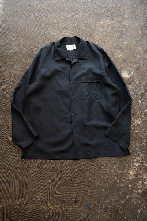 【26SS】セルロース×ラミーオープンカラーシャツ(NAVY)
