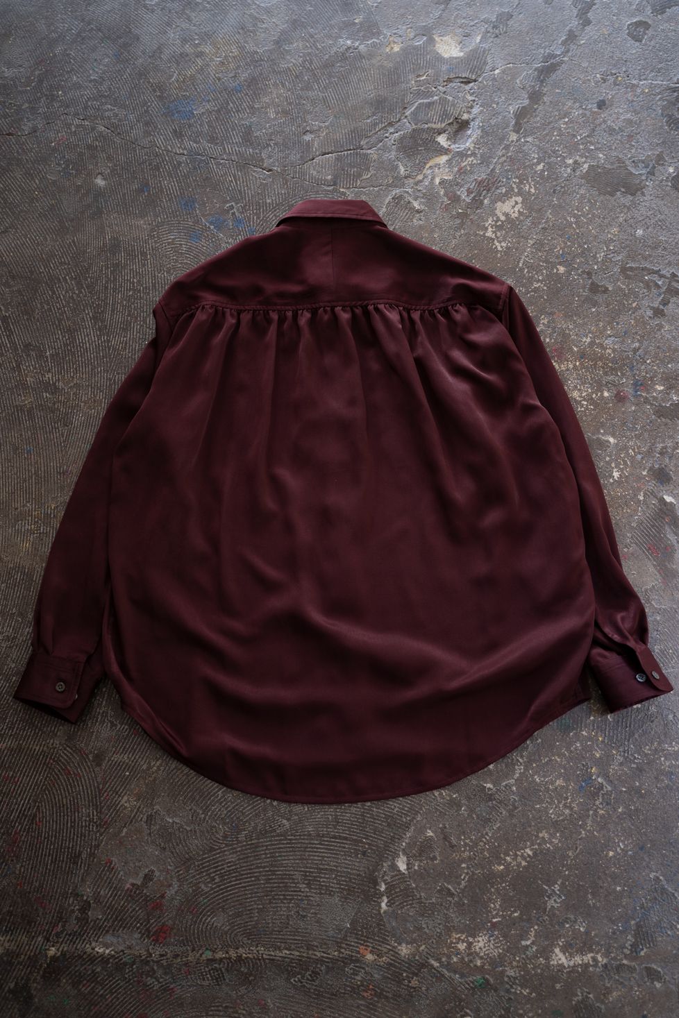 【26AW】Hush Gather L/S Shirt/ハッシュギャザーロングスリーブシャツ(BORDEAUX)