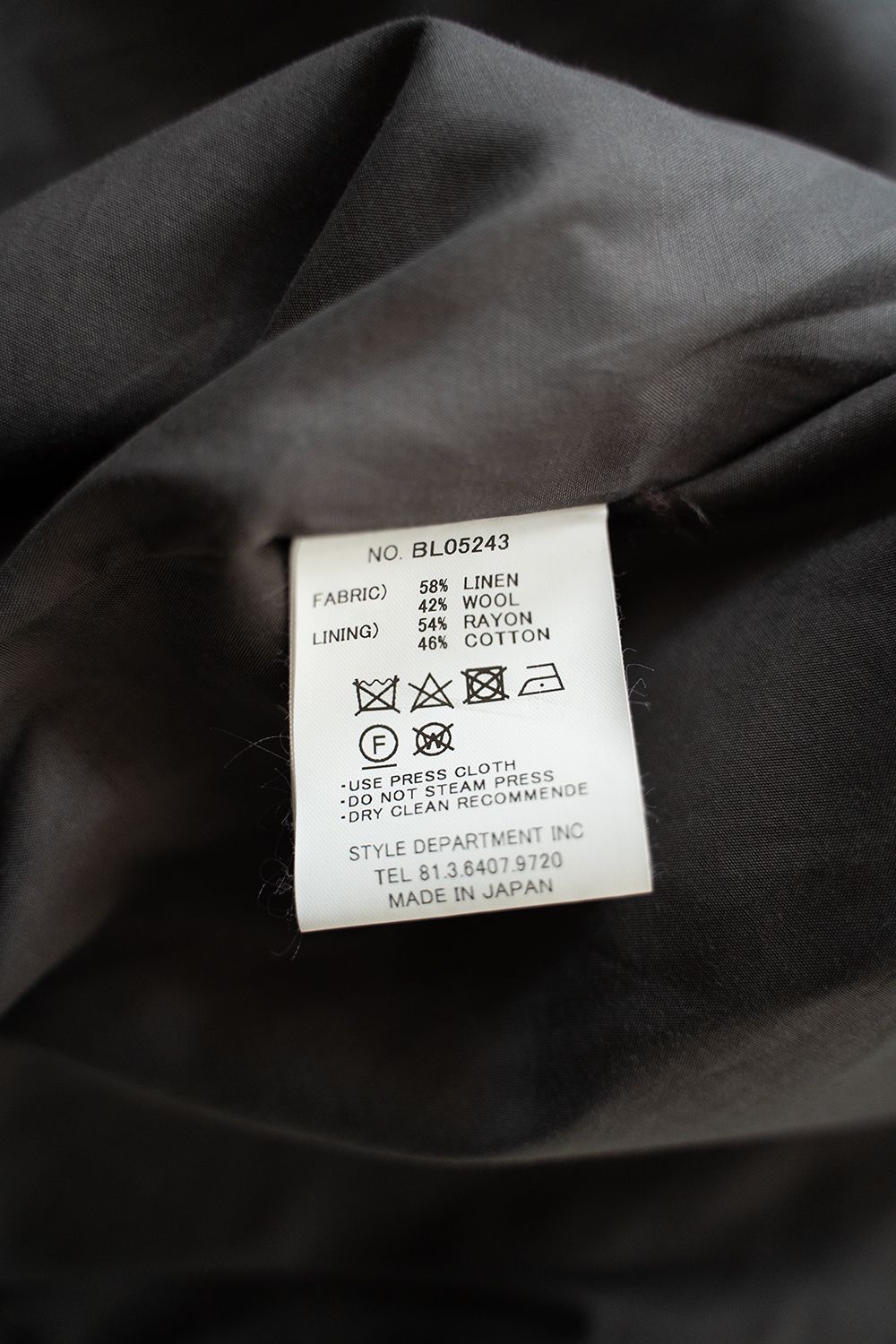 【ラスト1点】【24AW】リネン×ウールスタンドカラーブルゾン(DUSTY BROWN)