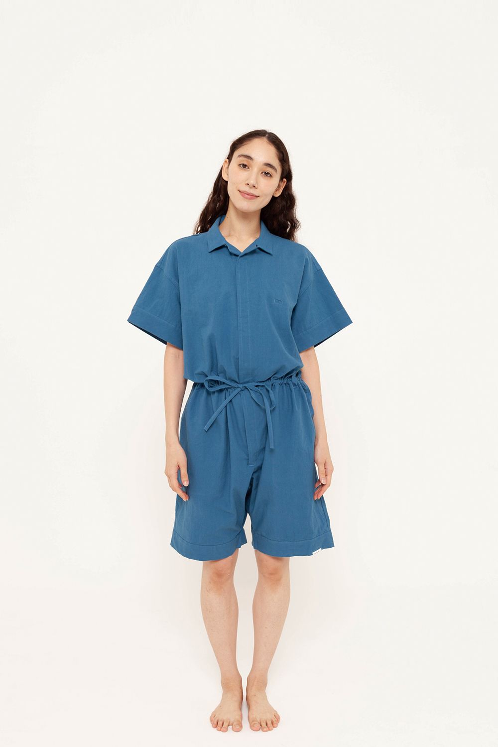 【26SS】"joint(short)"pajama【オールインワン】(washed light cotton BLUE)