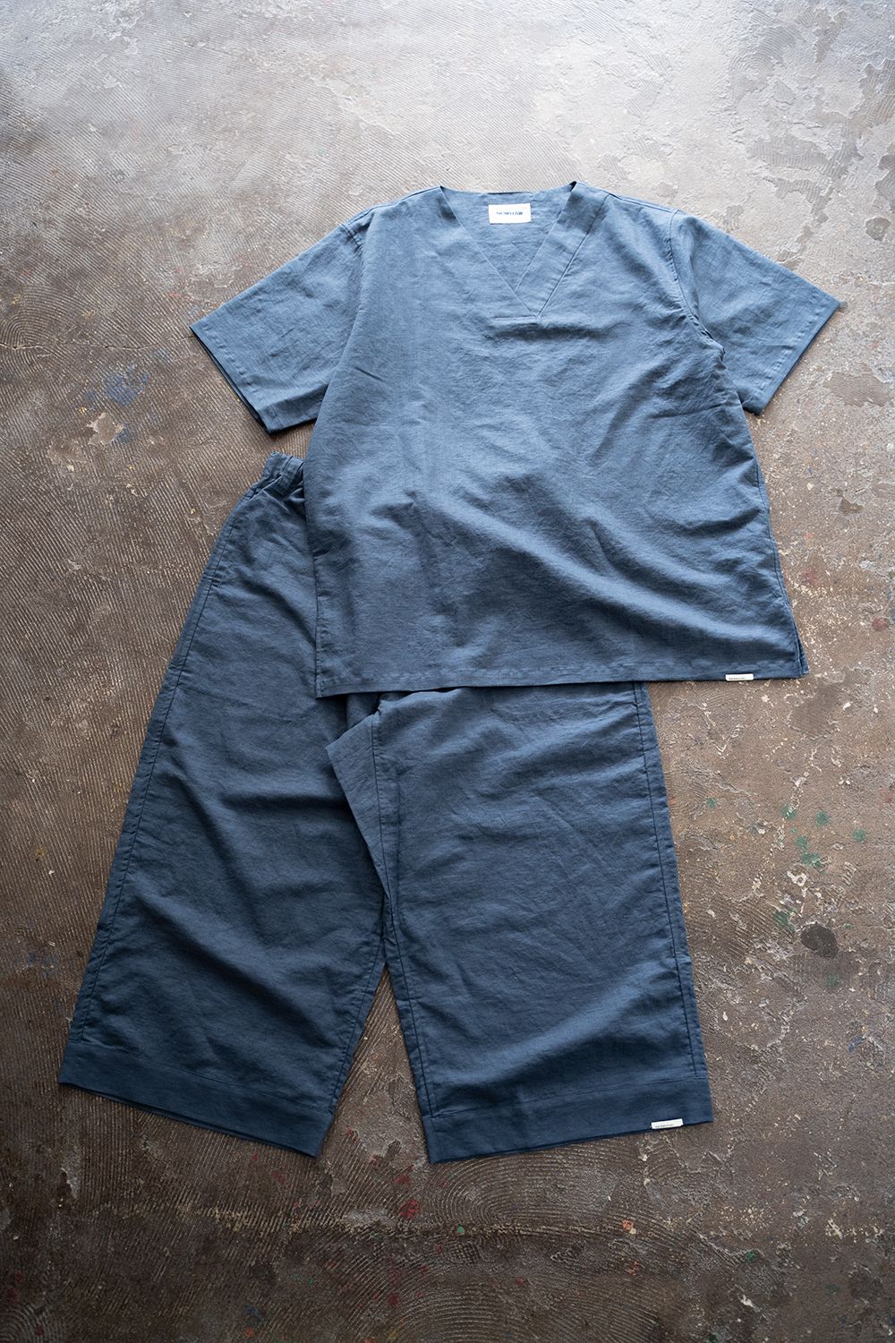 【ラスト1点】"zen "pajama linen cotton/パジャマ(セットアップ)【ユニセックス】(NAVY)