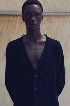 【ラスト1点】【24SS】Damage Knit Cardigan/ダメージニットカーディガン(BLACK)