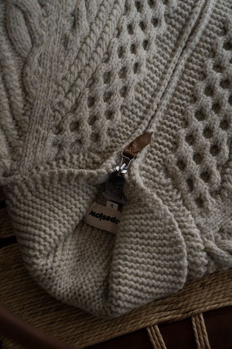 【Sサイズ】Jamieson’s Shetland wool HAND KNITTING Cowichan sweater(WHITE)