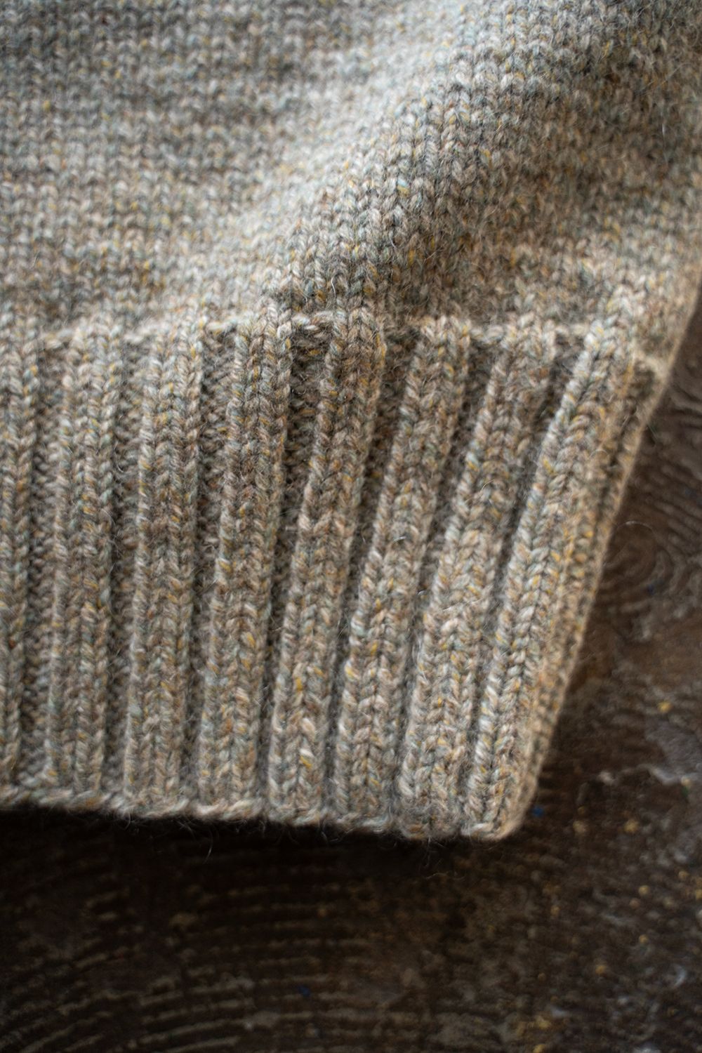 yak/lambs multi ply HAND KNITTING yoke top crew neck sweater(FOG)