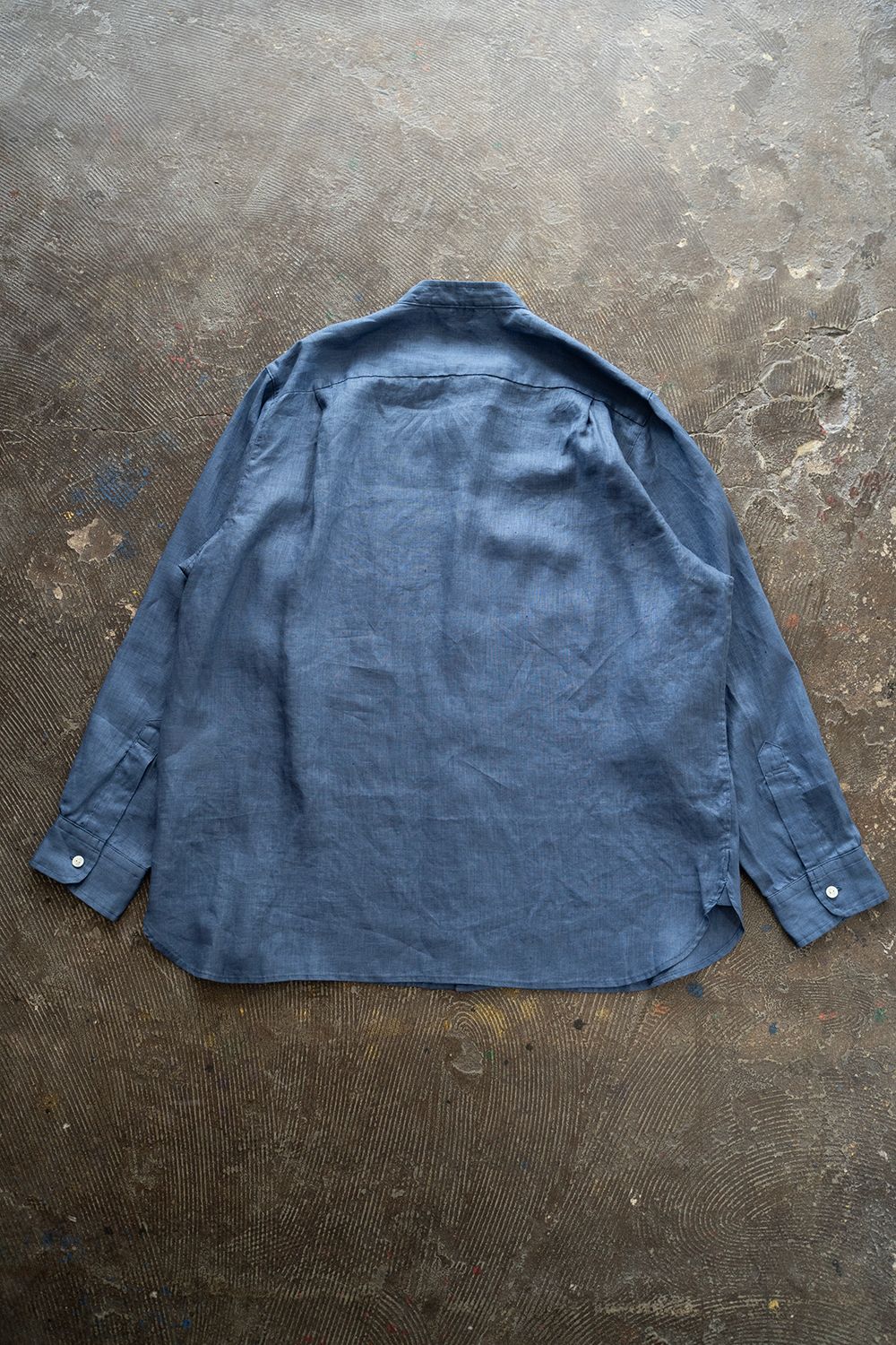 【ラスト1点】【24SS】リネンバンドカラーシャツ(BLUE)