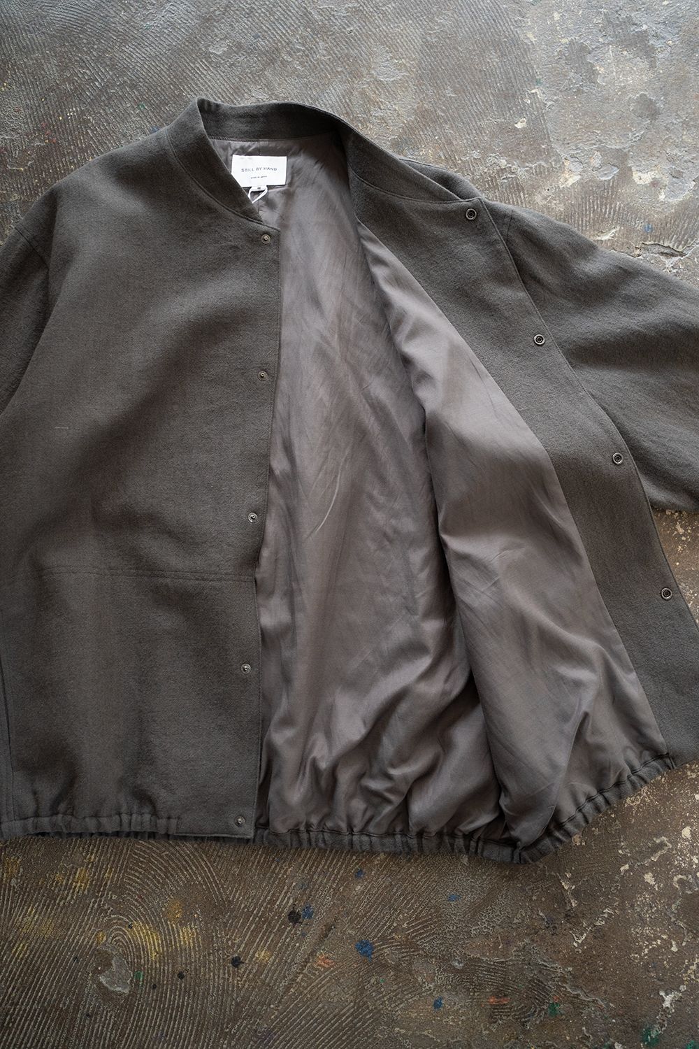 【ラスト1点】【24AW】リネン×ウールスタンドカラーブルゾン(DUSTY BROWN)