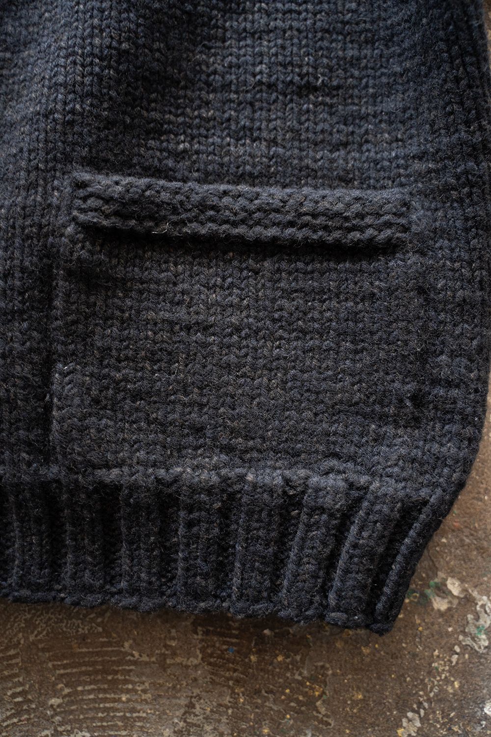 【ラスト1点】yak/lambs multi ply HAND KNITTING cowichan sweater(DARK NAVY)