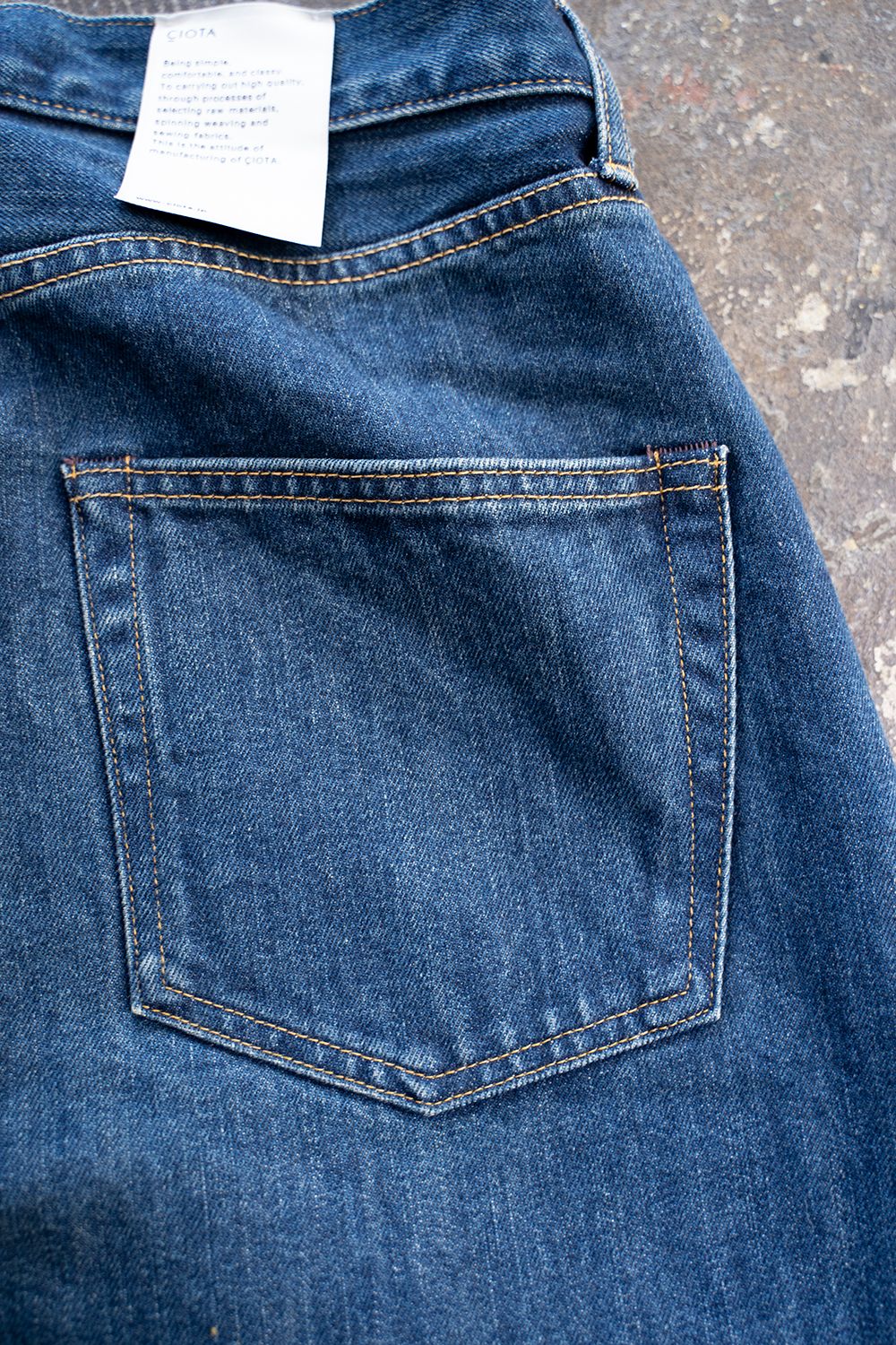 【ラスト1点】本藍スビンコットン13.5ozストレートデニム(DARK BLUE DAMAGE)