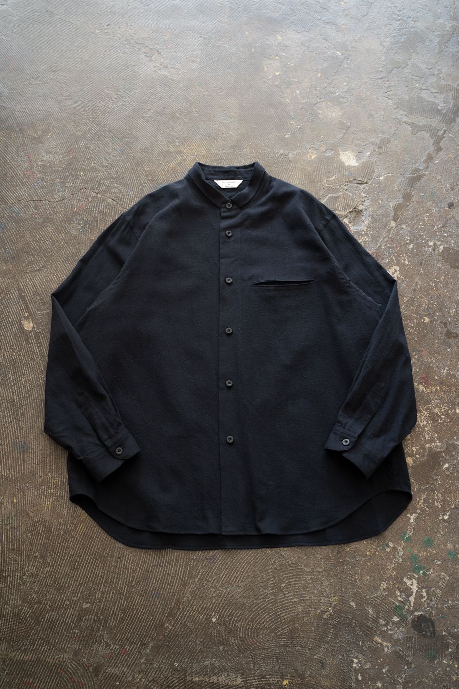 【ラスト1点】【25AW】極小襟コットン×シルクネップシャツ(BLACK NAVY)