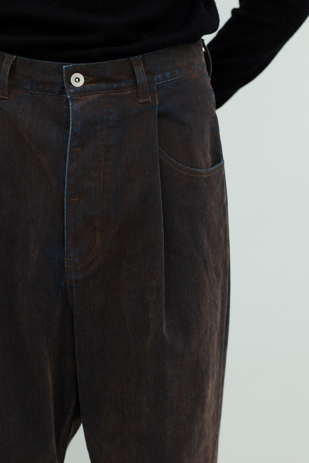 【26AW】Washed Flocked Denim Pants(FADED BROWN)