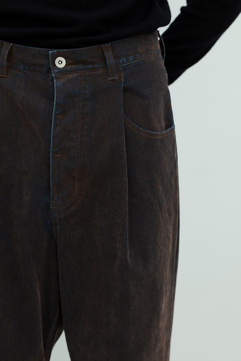 【26AW】Washed Flocked Denim Pants(FADED BROWN)