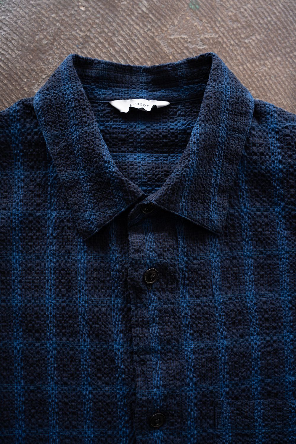 【ラスト1点】【26SS】Overdyed Seersucker Check Shirt(BLUE CHECK)