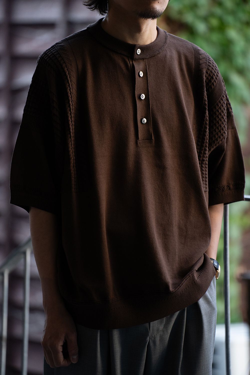 【ラスト1点】【24SS】Ogawa Henley Knit(BROWN)