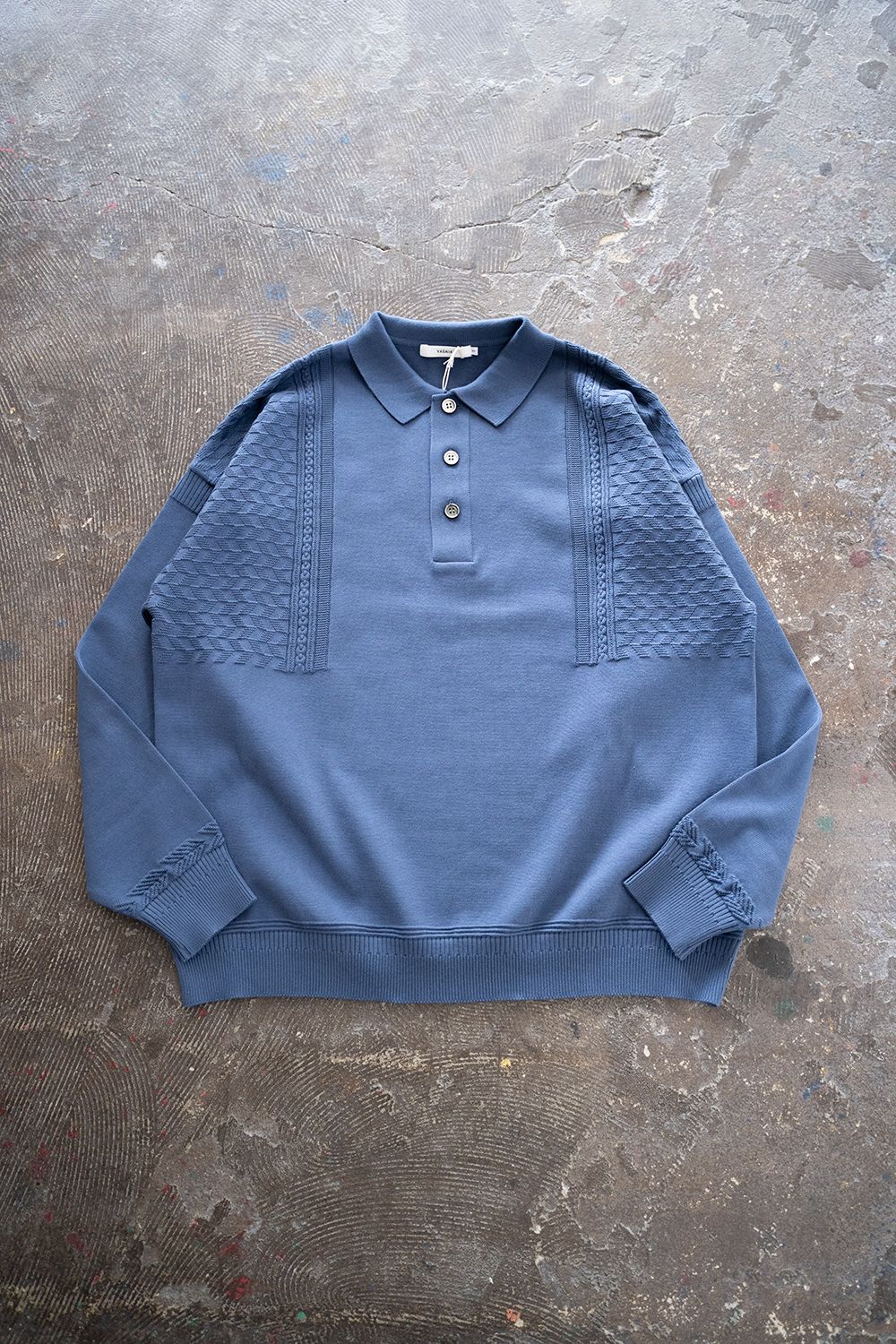 YASHIKI - 【ラスト1点】【22AW】Hatsushimo Knit Polo(SMALT BLUE