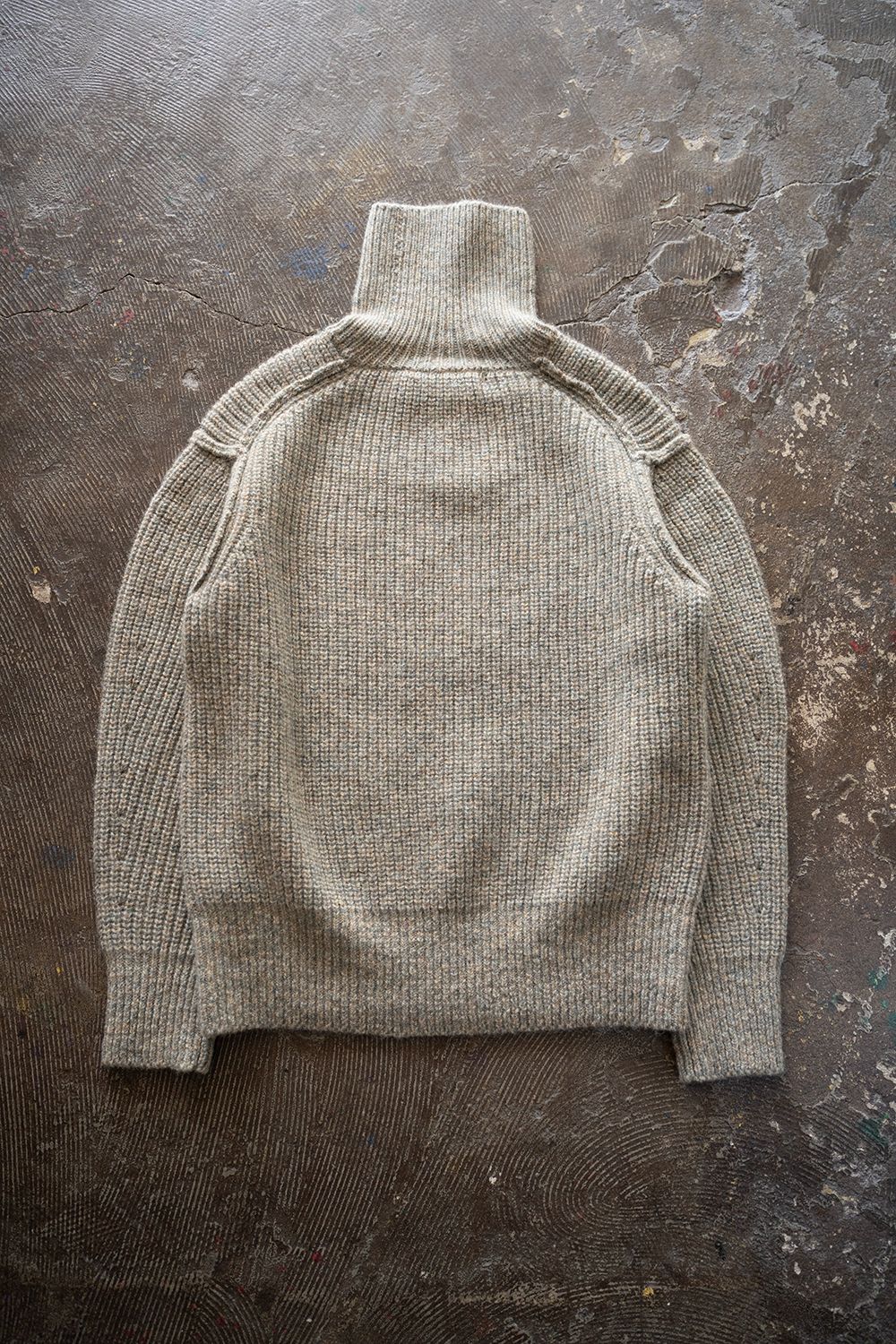 brushed yak/Shetland wool turtle neck sweater(CANDY BLUE)