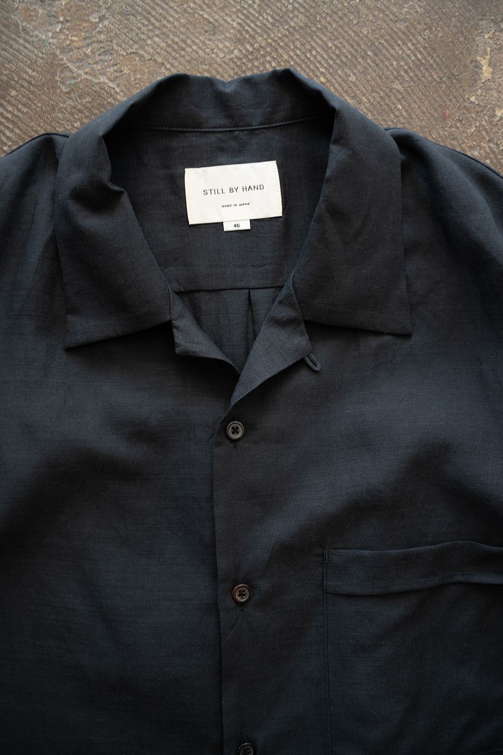 【26SS】セルロース×ラミーオープンカラーシャツ(NAVY)