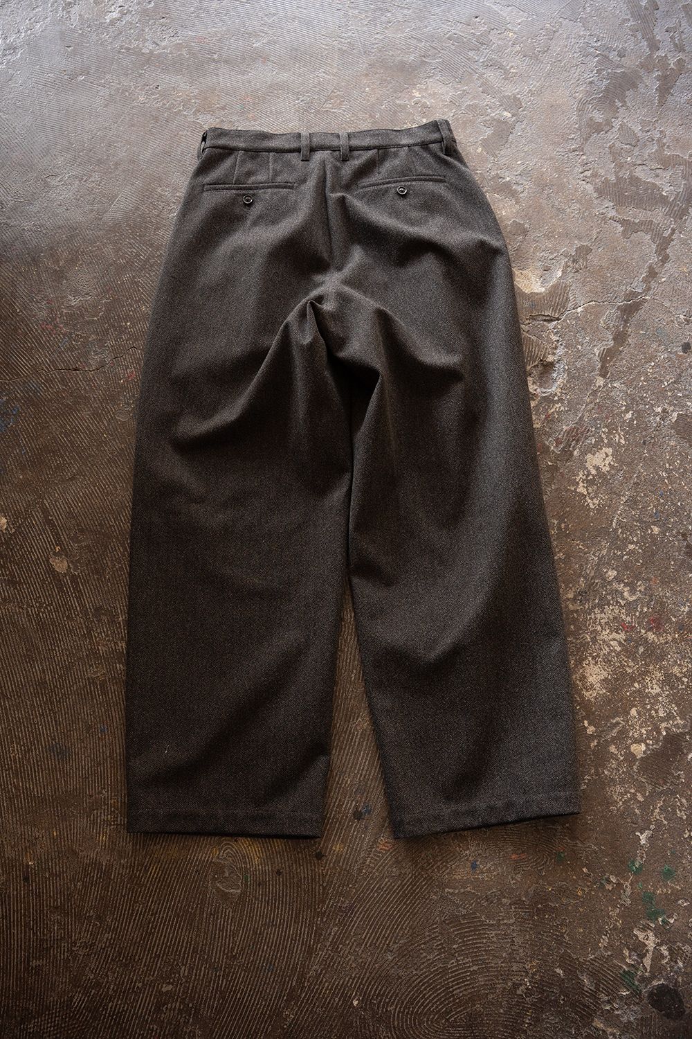 【26AW】2-Tack Herringbone Wide Slacks/2タックワイドスラックス(BROWN)