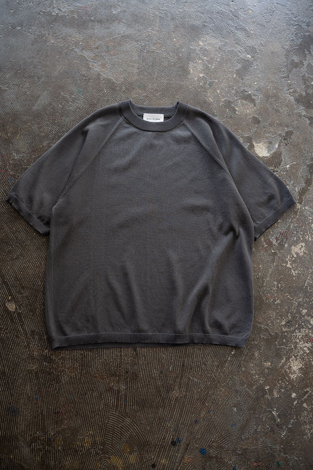 【ラスト1点】【26SS】和紙混12GラグランスリーブニットTee(BLUE GREY)