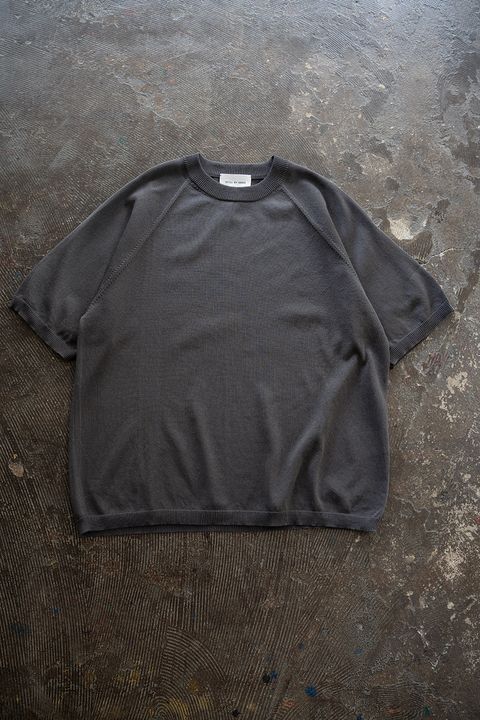 【ラスト1点】【26SS】和紙混12GラグランスリーブニットTee(BLUE GREY)