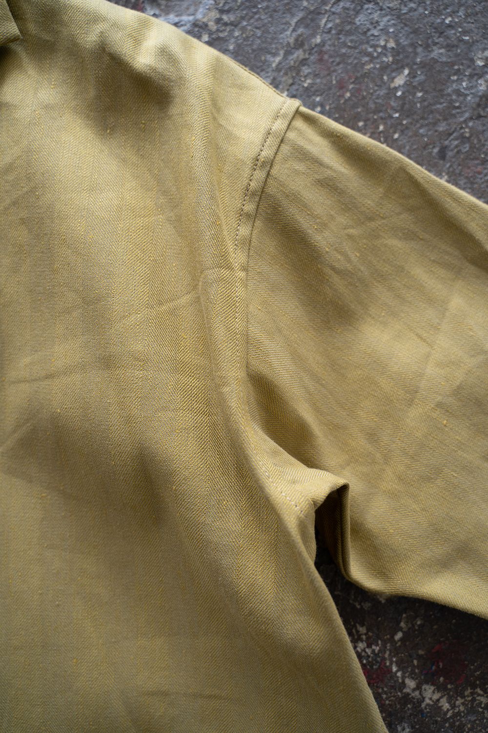 【ラスト1点】【23SS】LI/C Herringbone Double H/S Shirt/綿麻ヘリンボーンハーフスリーブシャツ(YELLOW)
