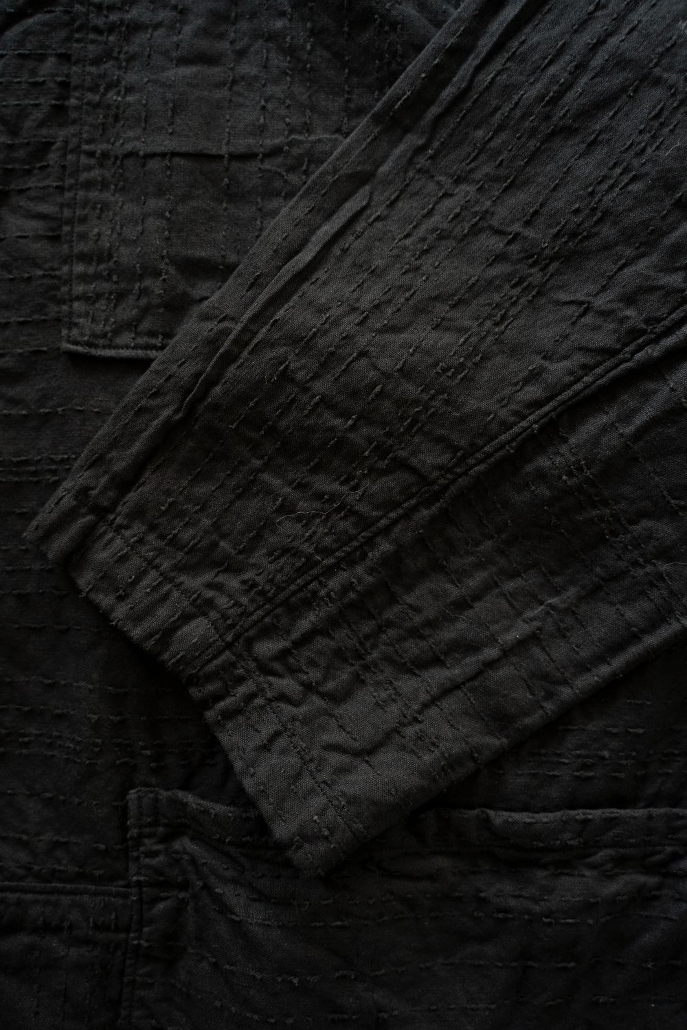 薄手刺し子織ジャケット(黒)