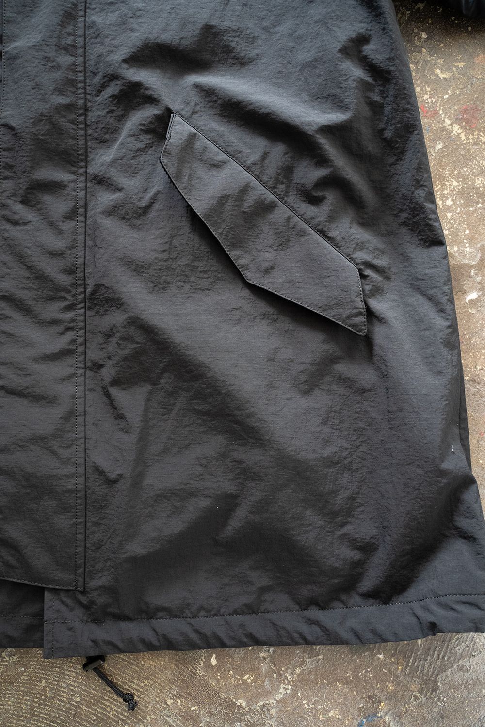 【ラスト1点】【23AW】Water Proof Rip Stop Nylon Stand Coat/撥水リップストップナイロンスタンドコート(BLACK)【ユニセックス】
