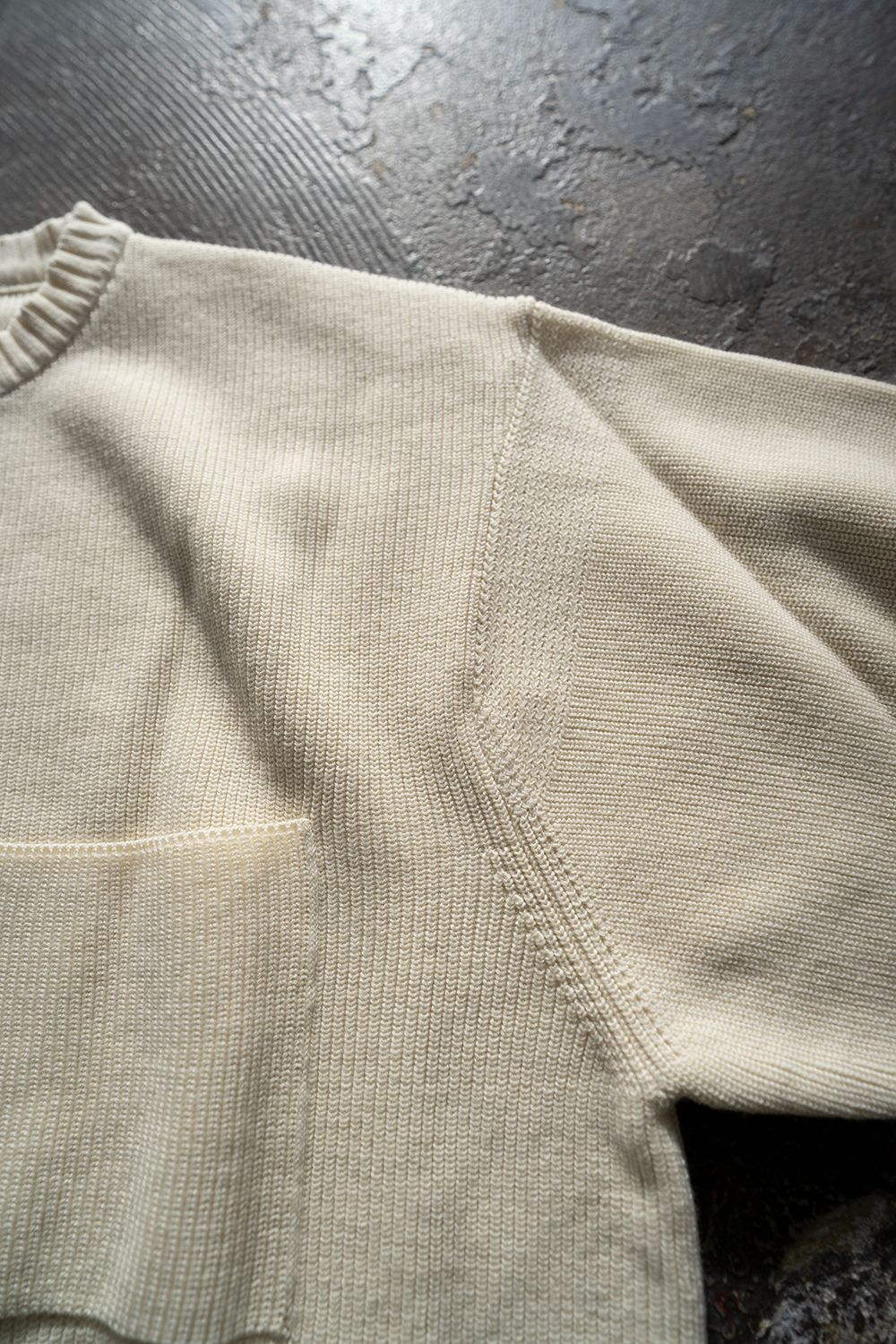 【ラスト1点】コットン×ウール畔編みニット(CREAM)