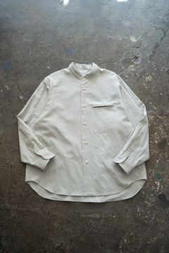 【ラスト1点】【25AW】極小襟コットン×シルクネップシャツ(SAGE)