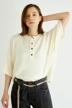 【ラスト1点】【22SS】Namikage Henley Knit(WHITE)
