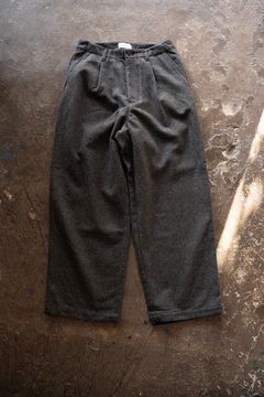 【26AW】ウール×ナイロンワンタックパンツ(GRAY)