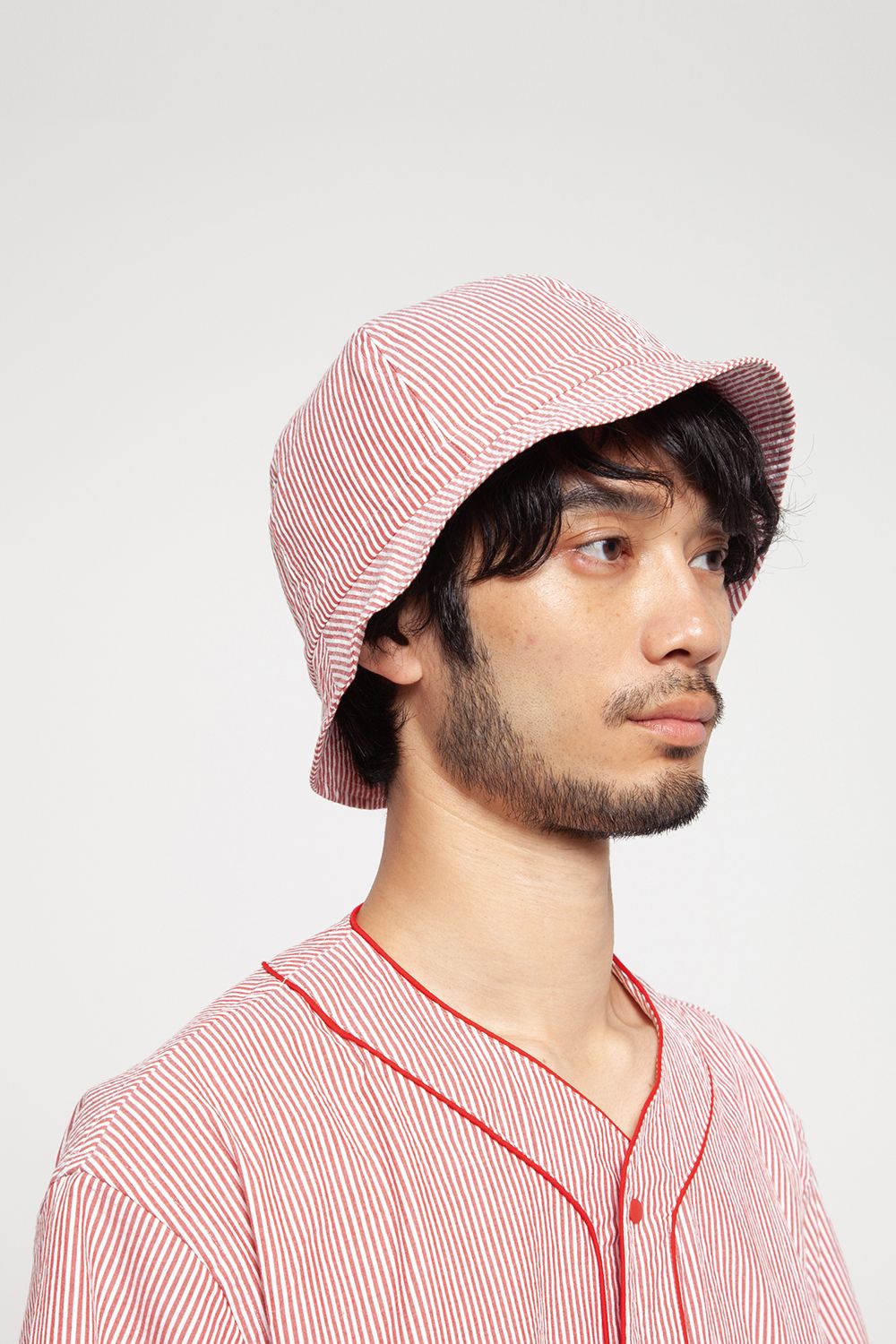 【25SS】"nite game"pajama(seersucker RED STRIPE)【ユニセックス】【セットアップ】