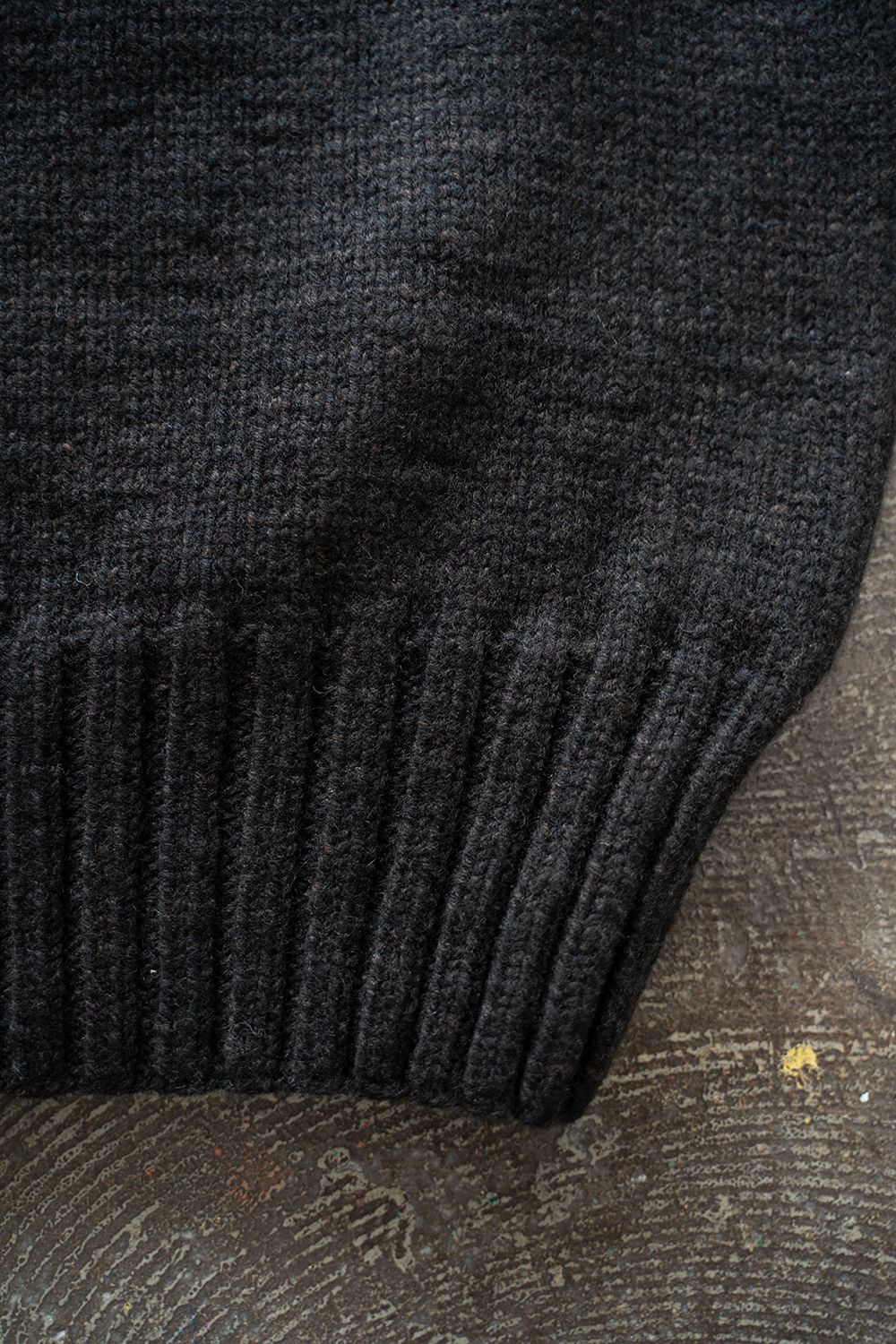 【ラスト1点】yak/lambs multi ply HAND KNITTING yoke top turtle neck sweater(BLACK)
