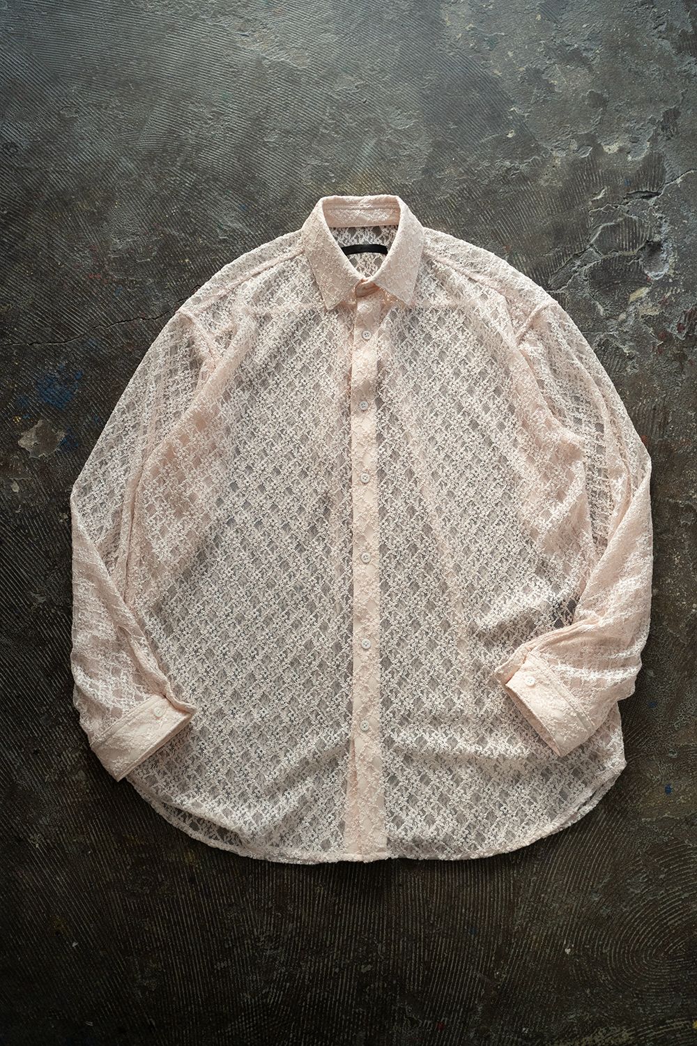 【ラスト1点】【24SS】Russell Lace L/S Shirt/ラッセルレースロングスリーブシャツ(ECRU)