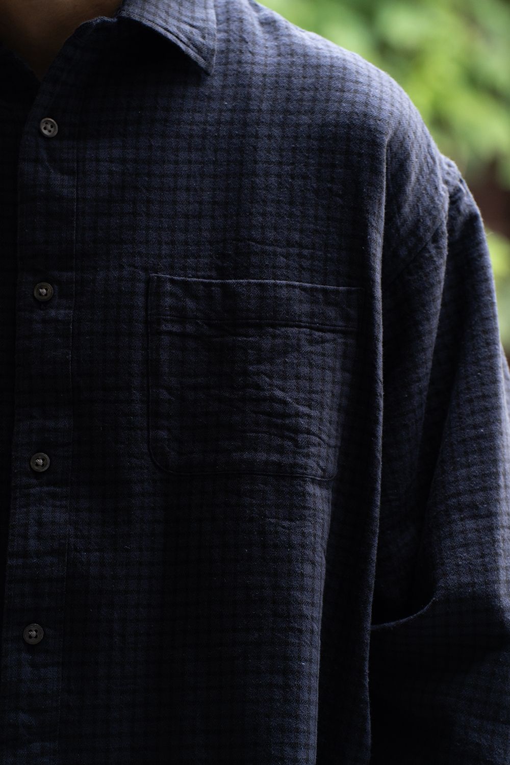 【ラスト1点】【25AW】Cotton Wool Silk Flannel Check Shirts(PURPLE×BLACK)
