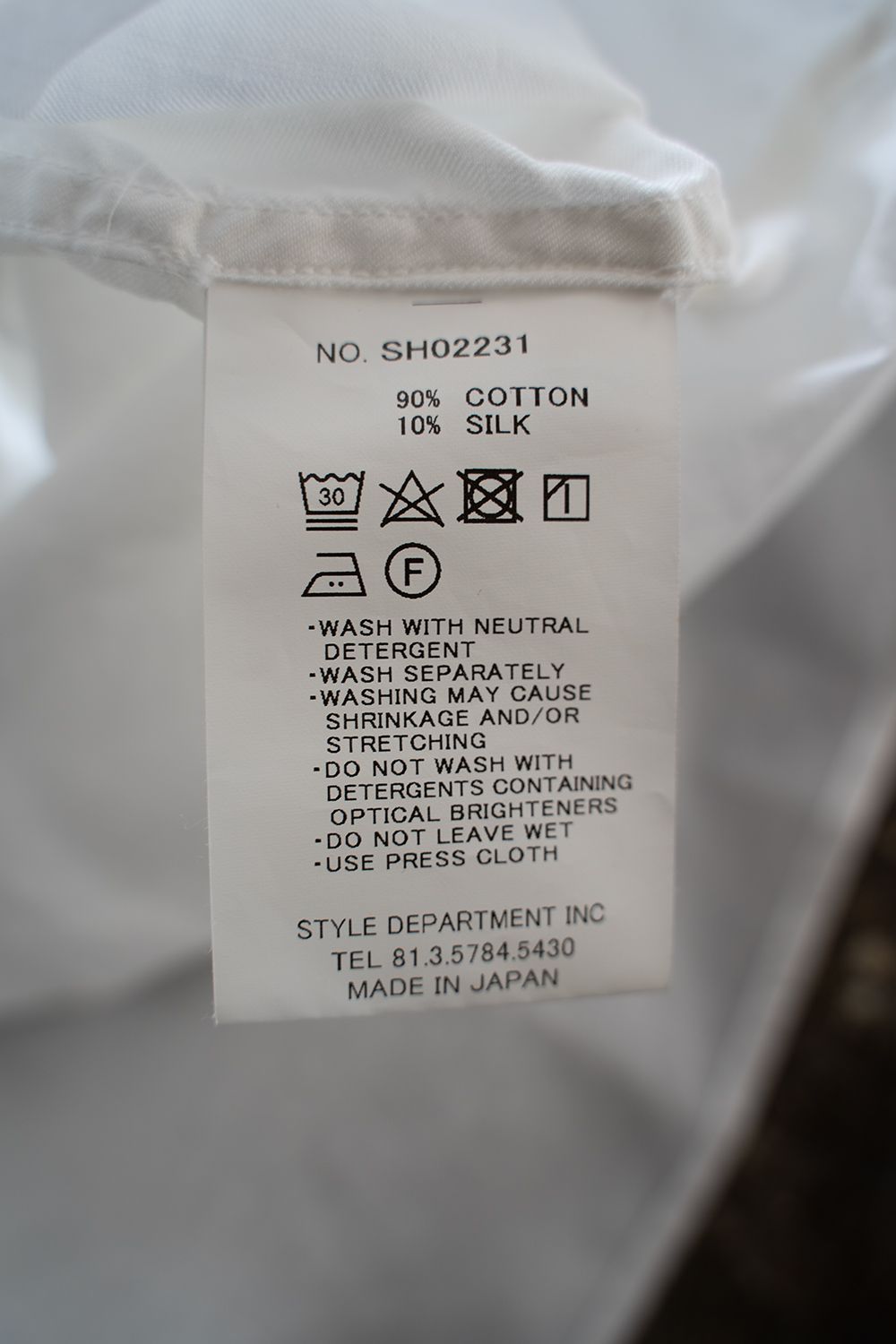 【ラスト1点】【23SS】シルク混両胸ポケットバンドカラーシャツ(WHITE)