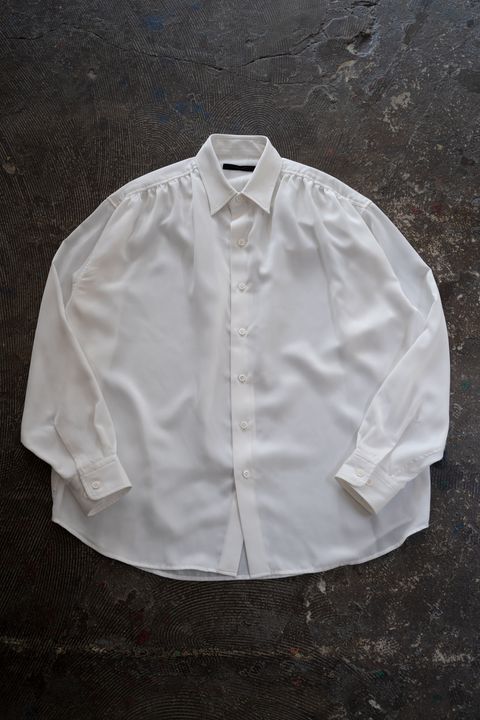 【ラスト1点】【26AW】Hush Gather L/S Shirt/ハッシュギャザーロングスリーブシャツ(WHITE)