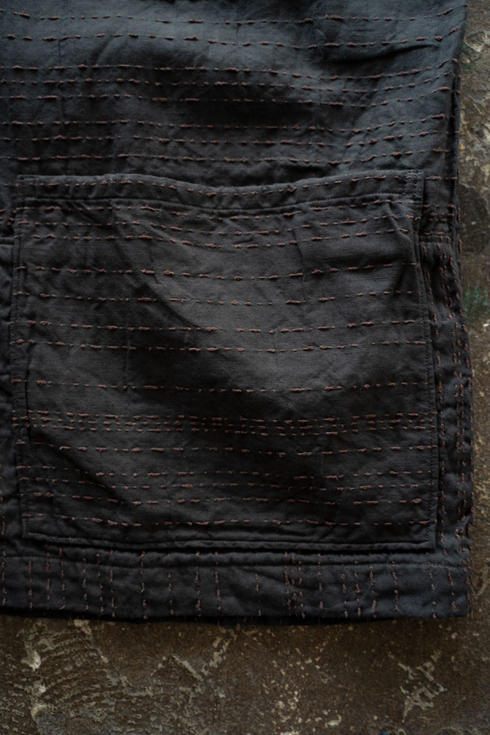 薄手刺し子織ジャケット(墨黒)