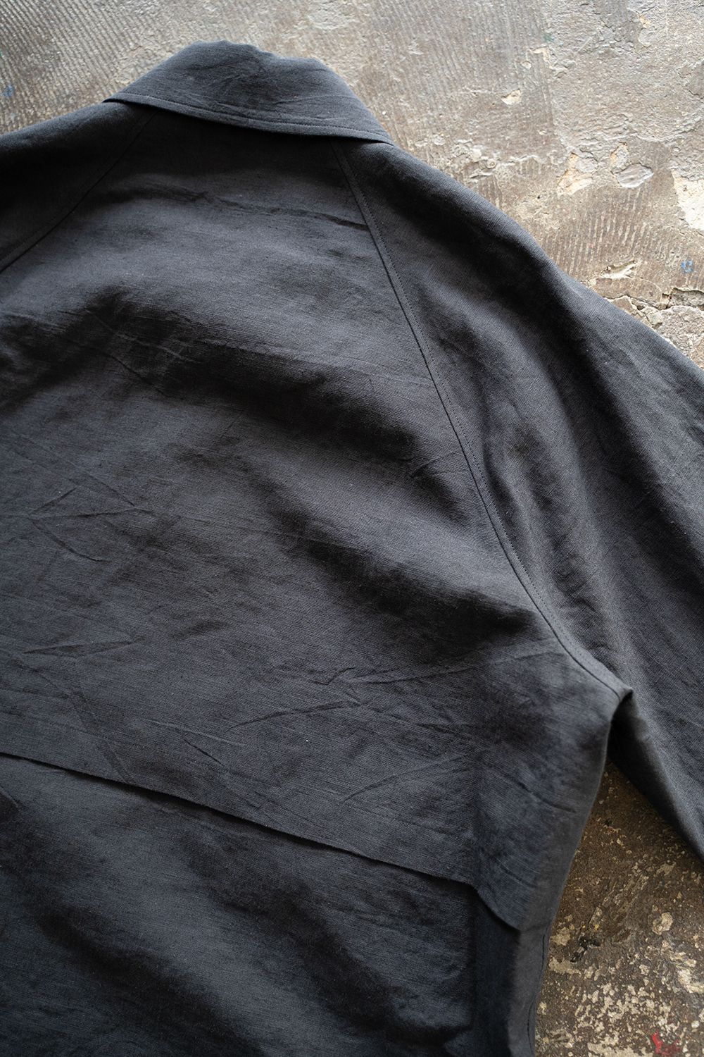 【ラスト1点】【25SS】コットン×リネンステンカラーハーフコート(NAVY)