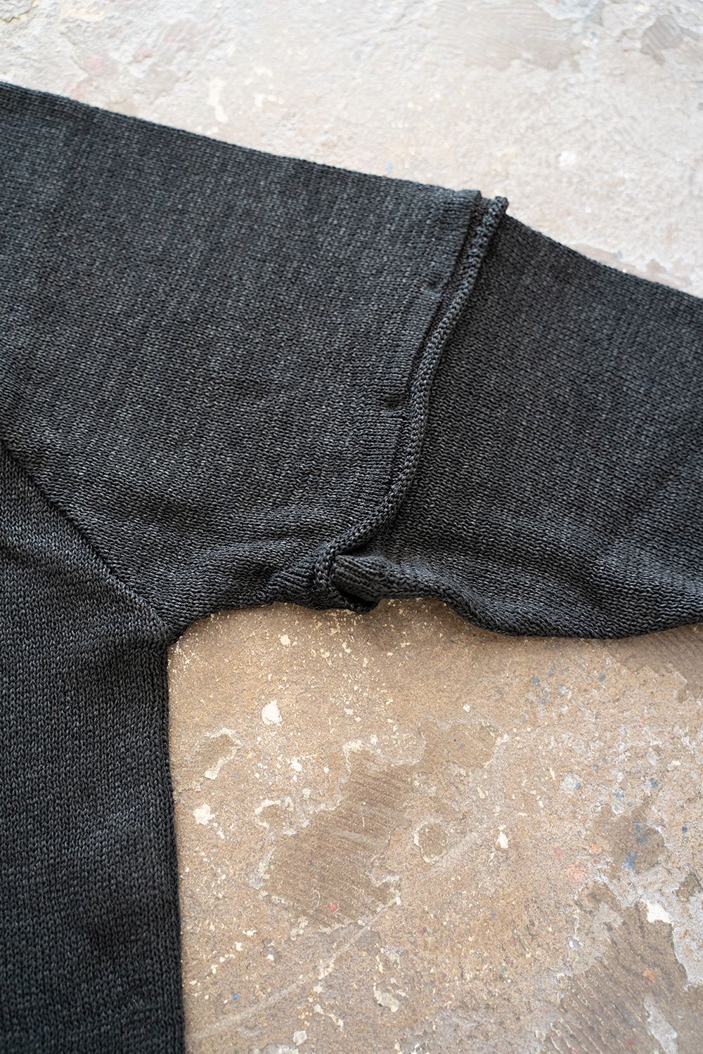 【ラスト1点】2Way Roll Neck Knit Pullover/和紙混2WAYロールネックニット(BLACK)