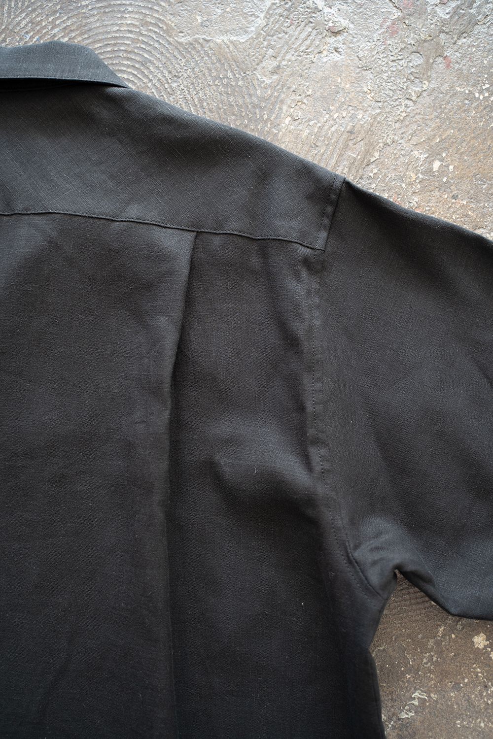 【ラスト1点】【22SS】French Linen Open Collar Shirt/フレンチリネンオープンカラーシャツ(BLACK)