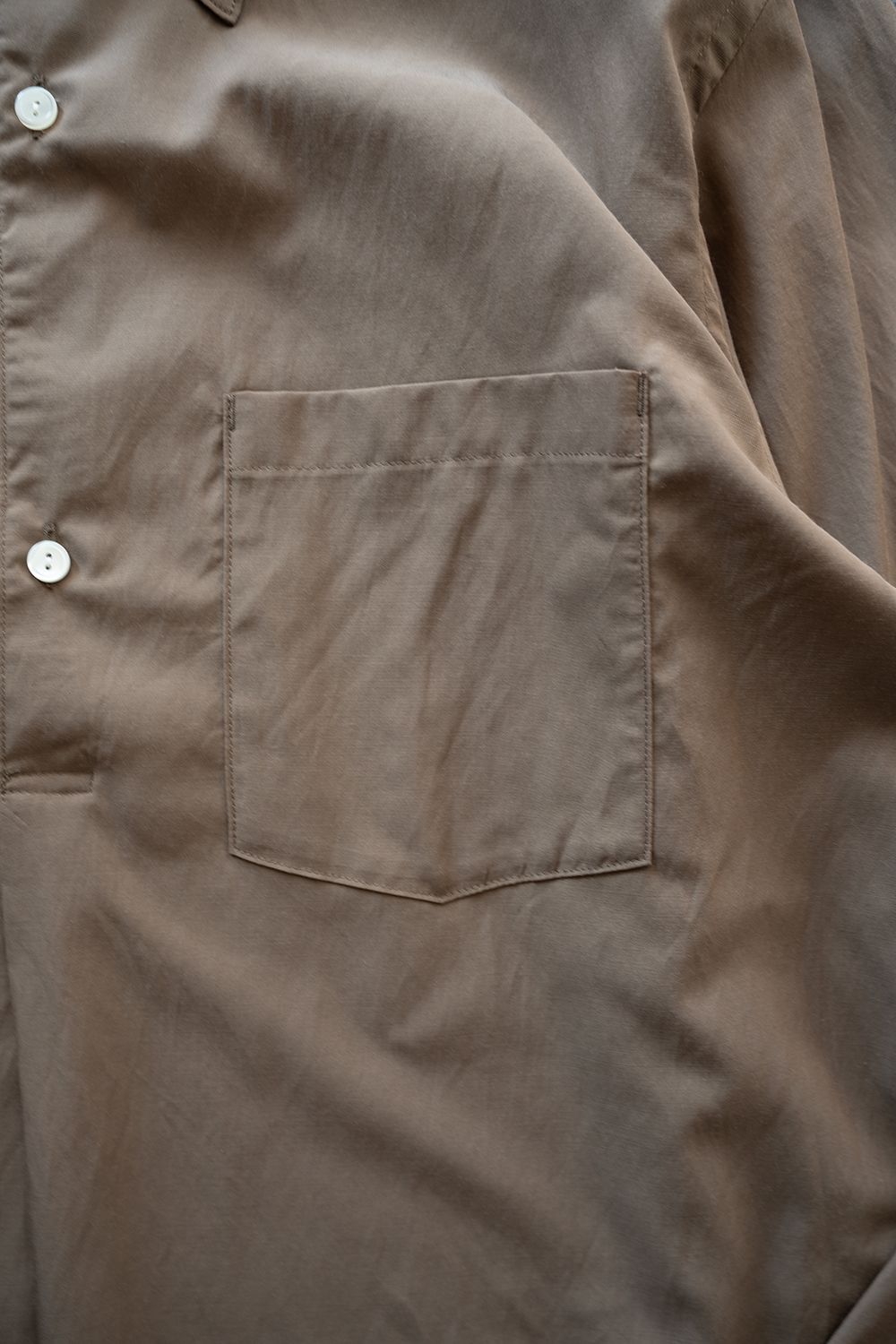 【26SS】キュプラ×コットンプルオーバーシャツ(KHAKI BROWN)