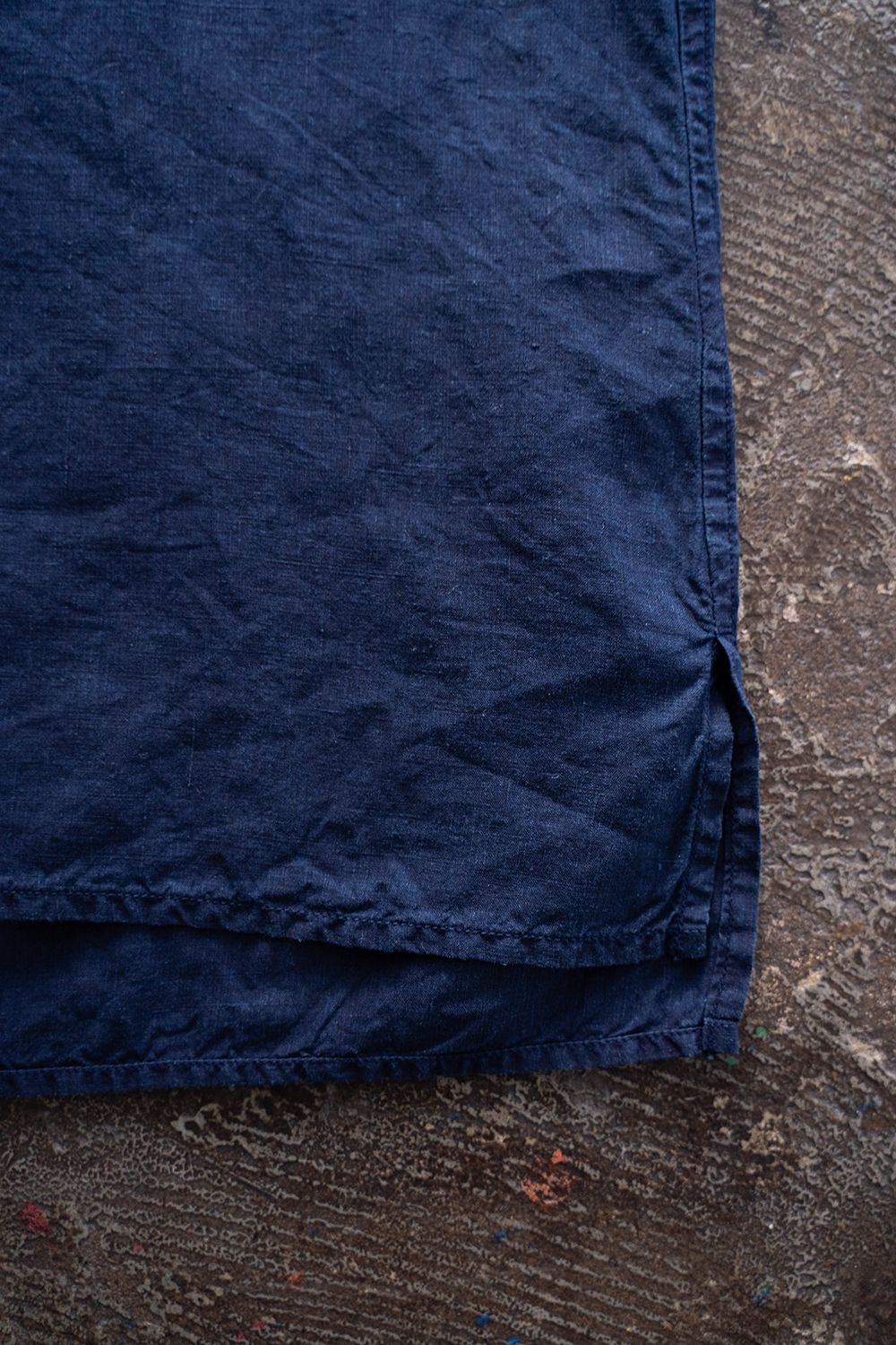 【ラスト1点】大麻開襟シャツ 高密度(藍(濃))