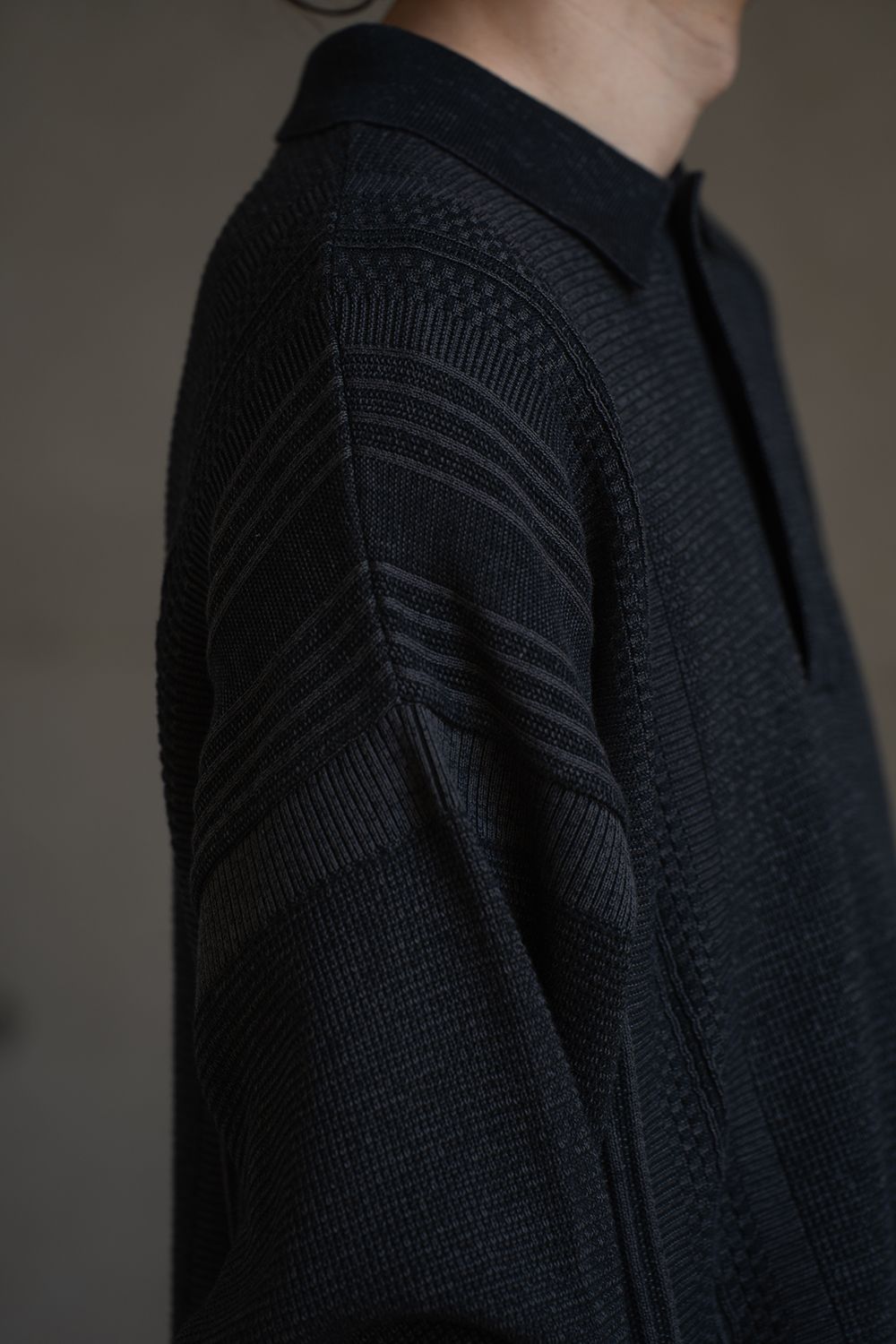 【26AW】Akisame Knit Polo(BLACK)