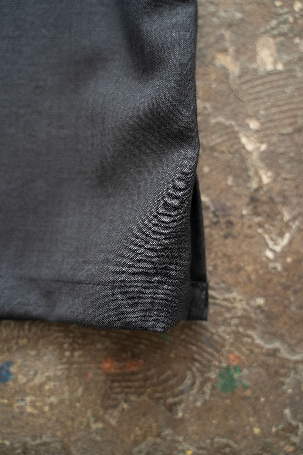 【ラスト1点】【24SS】ウール混オープンカラー半袖シャツ(CHARCOAL)