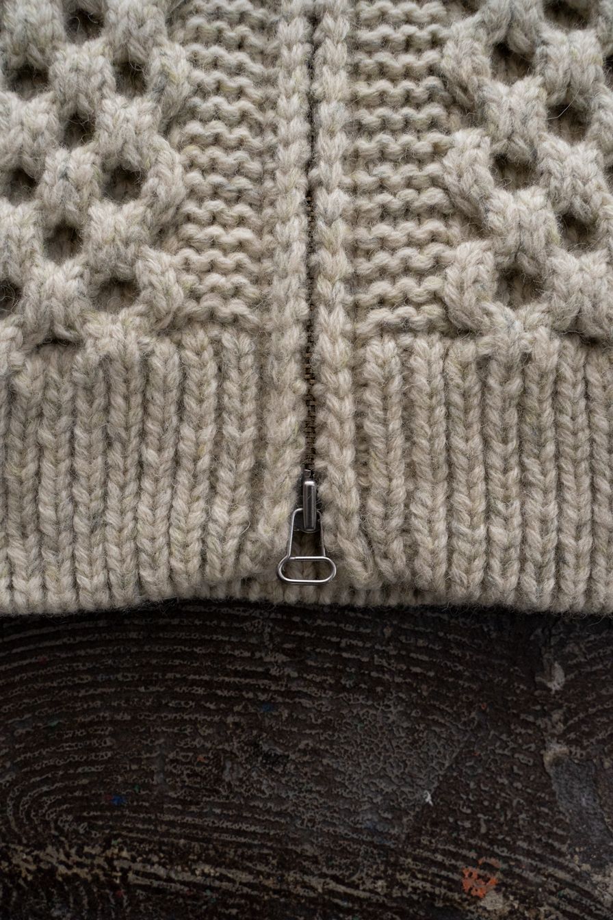 【Sサイズ】Jamieson’s Shetland wool HAND KNITTING Cowichan sweater(WHITE)