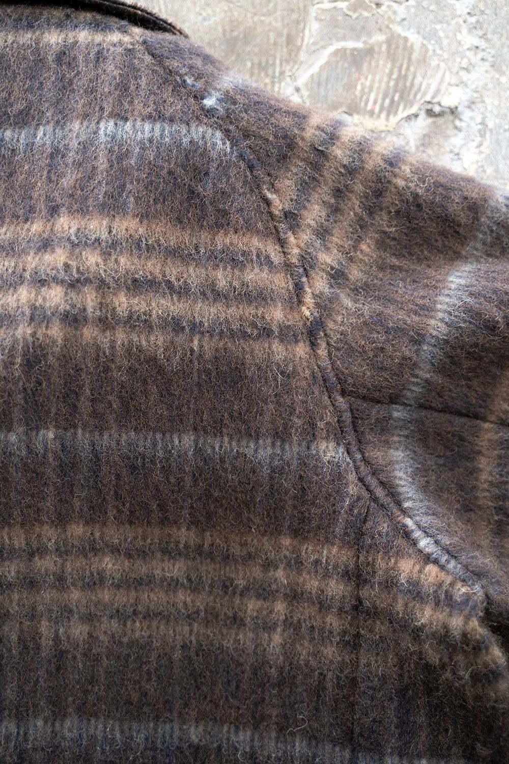 【ラスト1点】Plaid Wool Melton Bal Collar Coat(BROWN)【ユニセックス】