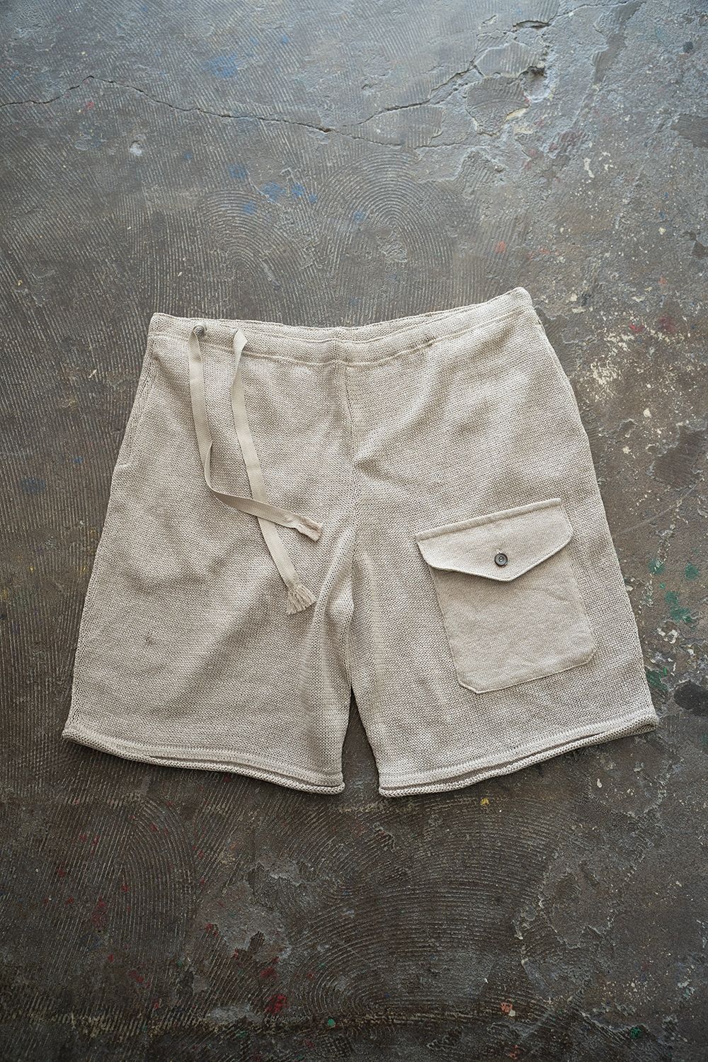 【ラスト1点】Roll Knit Military Shorts/和紙混ロールニットショーツ(GREIGE)