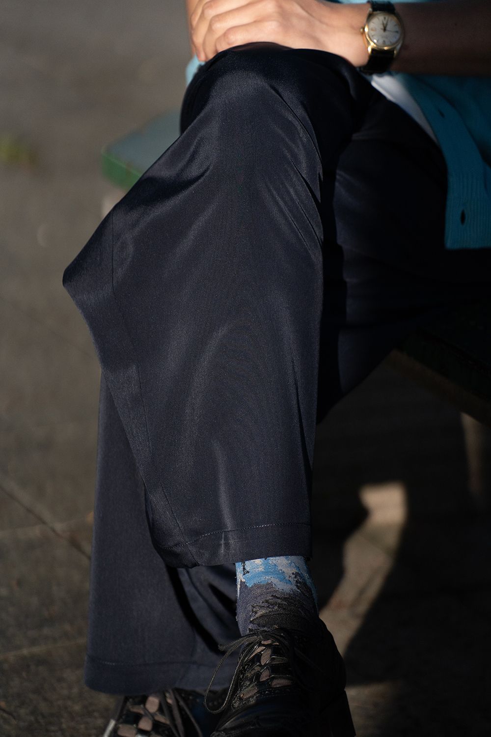 【ラスト1点】【24SS】Peached PE Gathered Pants/ピーチ加工ポリエステルギャザードパンツ(NAVY)